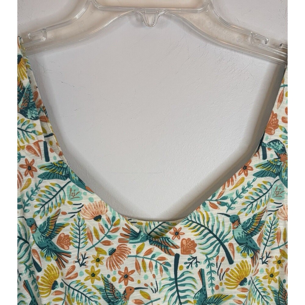 DULUTH TRADING To N Flow Hummingbird Midi Tank Dress Large Cottagecore Pockets - Picture 4 of 13